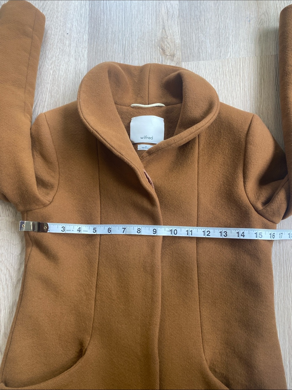 Wilfred Aritzia Camel Wool Cashmere Shawl Collar Coat XS - Picture 11 of 13